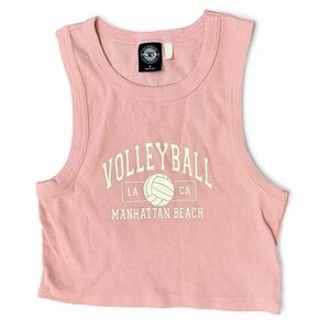 PacSun Light Pink Ribbed Crop Tank Volleyball Manhattan Beach size Small